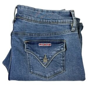 Hudson Los Angeles Womens Jeans Flap Pockets Sz 14 Blue Denim Straight Leg 35x28